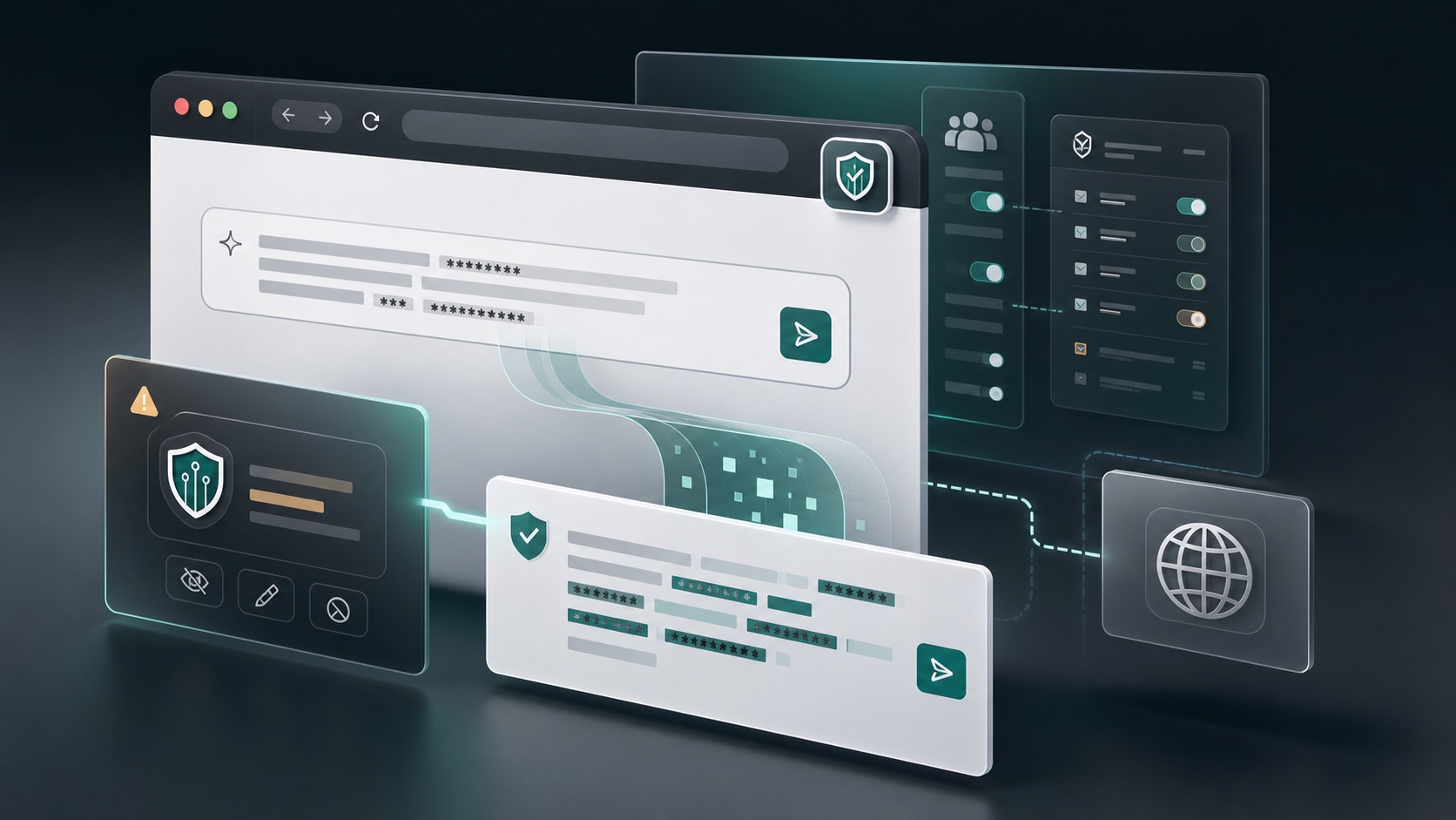 Browser extension intercepting sensitive prompt data before send