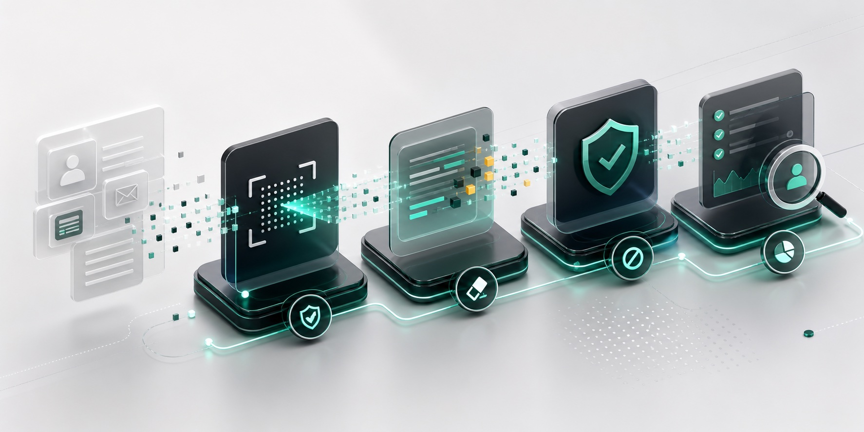 Security workflow from detection to redaction, policy decision, and review